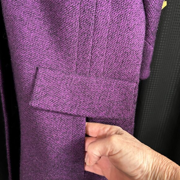 Vintage Shagmoor Womens Purple Tweed Wool  Silver Fox Pockets Button  Overcoat - Picture 6 of 10